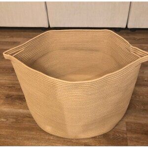 New Large Jute Storage Basket, 22" X 22" X 14" Stuffed Animal Storage Basket